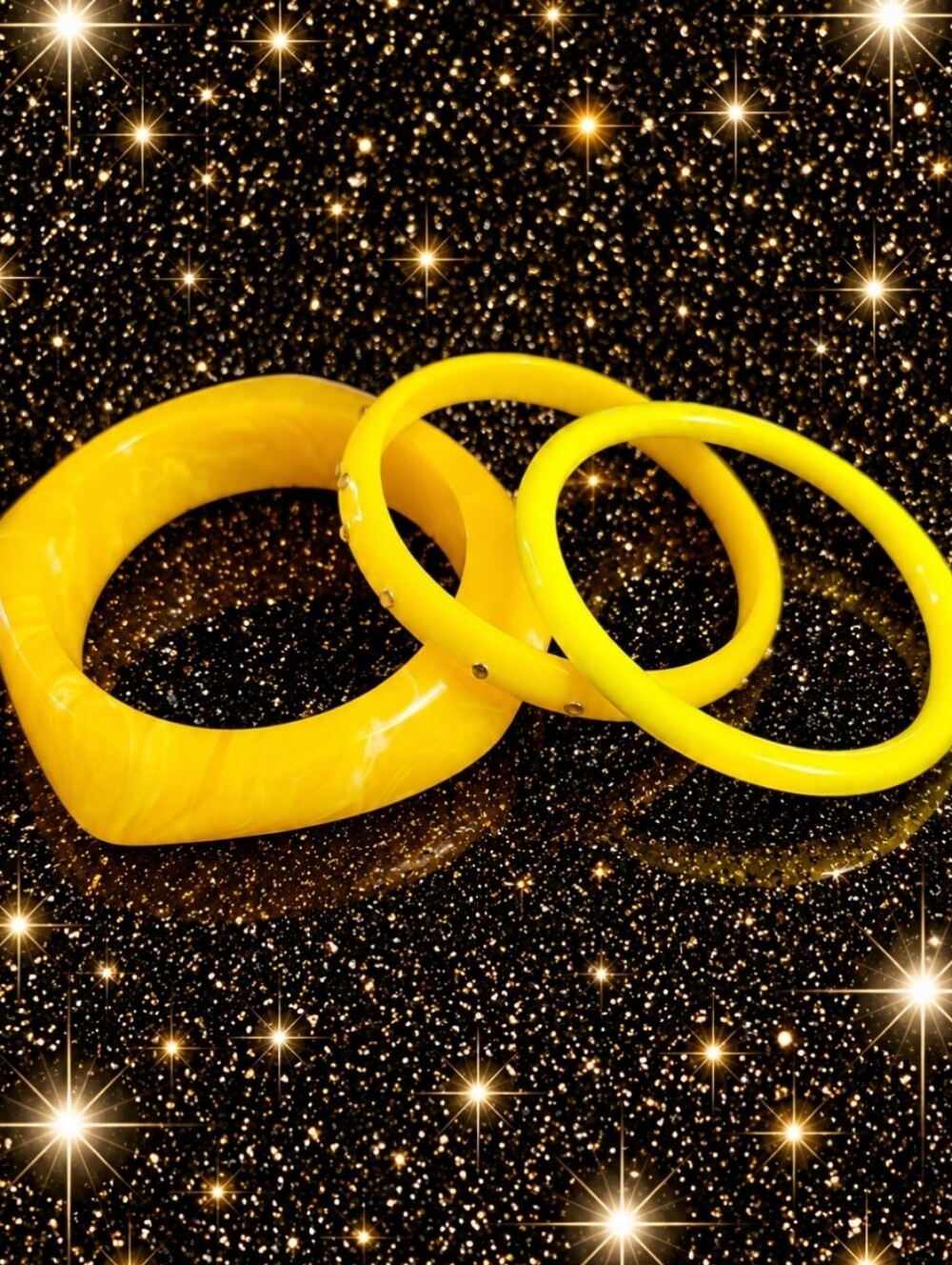 Pinup Yellow Resin Bangle Set - Women Accessories